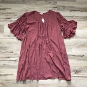 Maternity Roolee MOM Pink Flutter Sleeve Tunic Dress